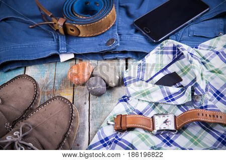 Clothing and accessories for men-several different objects