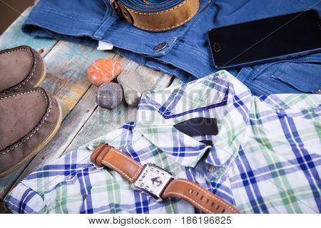 Clothing and accessories for men-several different objects