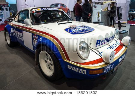 STUTTGART GERMANY - MARCH 02 2017: Racing car Porsche 911 by Crossroad Solutions 1984. Europe's greatest classic car exhibition 