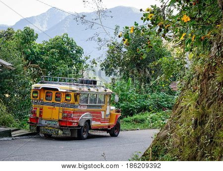 Vehicles On Street In Banaue, Philippines