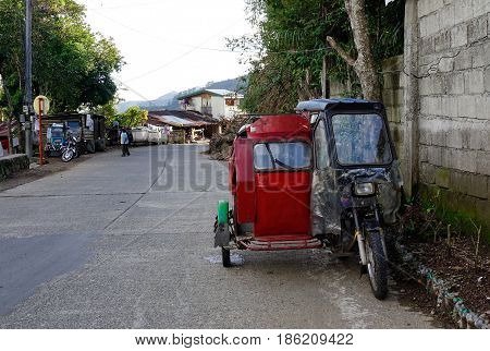 Vehicles On Street In Banaue, Philippines