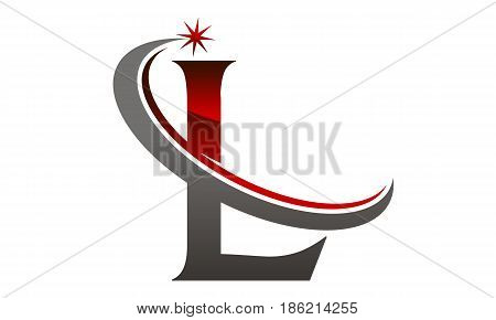 This image describe about Star Swoosh Letter L
