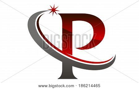 This image describe about Star Swoosh Letter P
