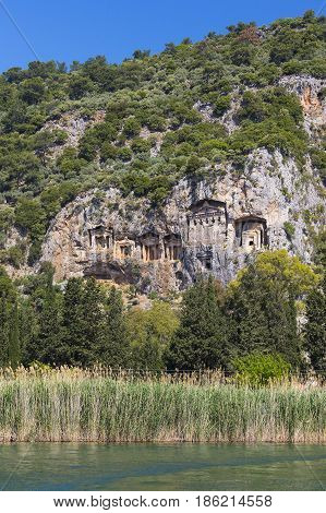 Ancient antique tombs of Lycian kings in the Taurus mountains