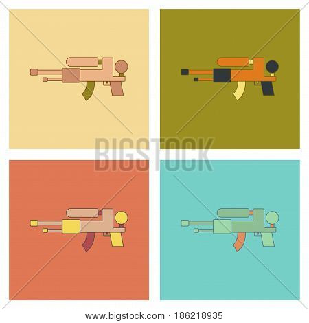 assembly of flat icons Kids toy water gun