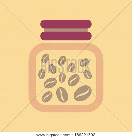 flat icon on stylish background coffee jar of beans