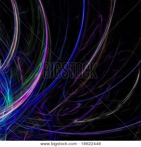 แฟนตาซีรังสีบนพื้นหลังสีดำ