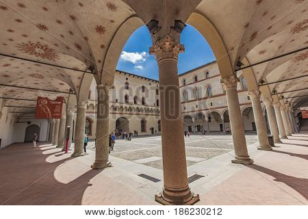 Cortile Della Rocchetta In Sforzesco Castle In Milan