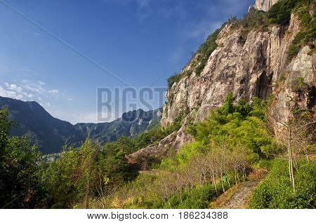The village of Shanglingyancun in the Fangdong scenic area of Yandangshan located in Zhejiang province China.