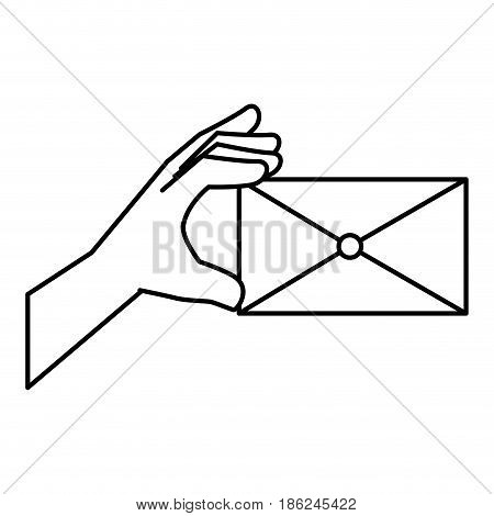 hand human with envelope mail isolated icon vector illustration design