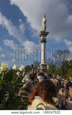 Czestochowa Jasna Gora Poland May 13 2017: Worship with Mary the Queen on the 100th anniversary of the apparitions of Fatima