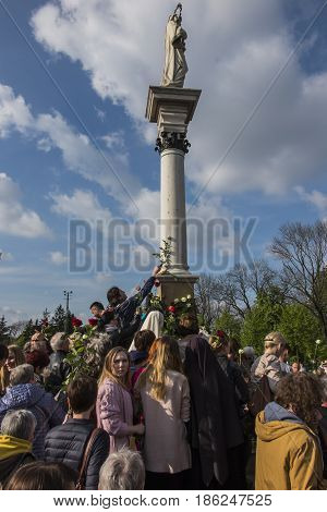 Czestochowa Jasna Gora Poland May 13 2017: Worship with Mary the Queen on the 100th anniversary of the apparitions of Fatima