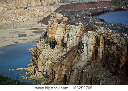 Limestone quarry with a pond in Lipetsk Region