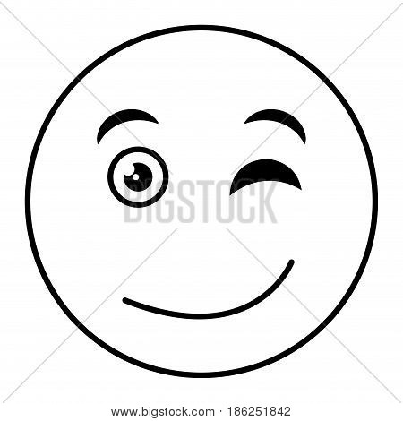 flirtatious face emoticon kawaii character vector illustration design