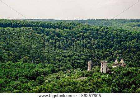 Scenic View Of Chervonohorod Castle Ruins Nyrkiv Village, Ternopil Region, Ukraine