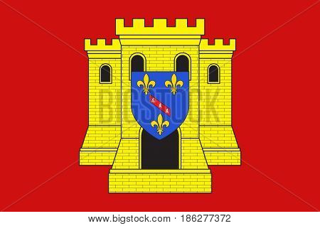 Flag of Etampes is a commune in the metropolitan area of Paris France. 3d illustration