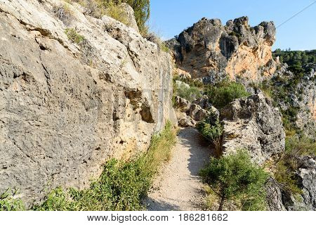View ancient corridor Pena Cortada, Spain HD
