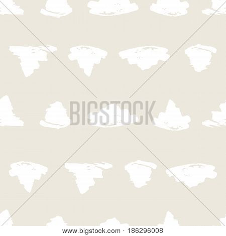 Seamless pattern with hand drawn shapes background. Random brush strokes. Beige white texture. Geometric graphic design element. Scrapbook wallpaper. Vector illustration