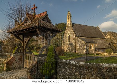 Cookham UK - 13th March 2017: View of St John the Baptist Church Cookham Dean Berkshire UK.