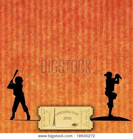 Ouverture saison 2010 billet sur fond de Baseball, avec des silhouettes