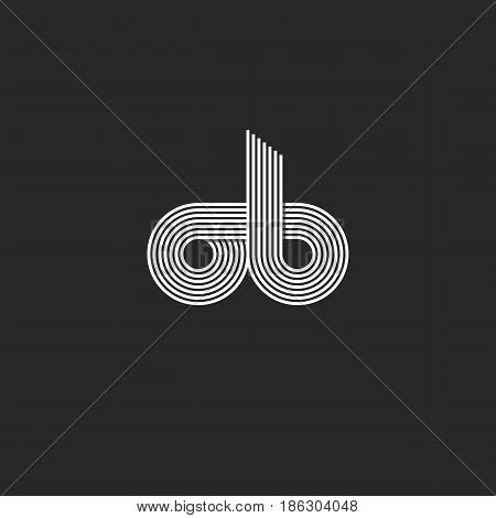 Combination Letters Ob Logo Monogram For Business Card Emblem Template Thin Lines Style , Linked Two