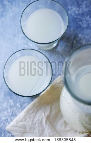 Homemade serum in a Pitcher in rustic style. Top view