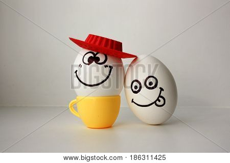 An Egg With A Face. Funny And Sweet. Sad In The Hat