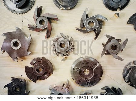 Background - nozzles on a circular saw close-up