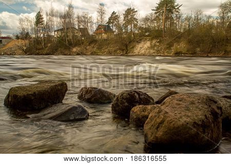 Russia. The Leningrad Region. Losevo. Vuoksa river with river rapids