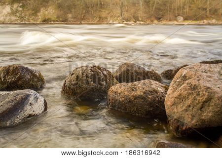 Russia. The Leningrad Region. Losevo. Vuoksa river with river rapids