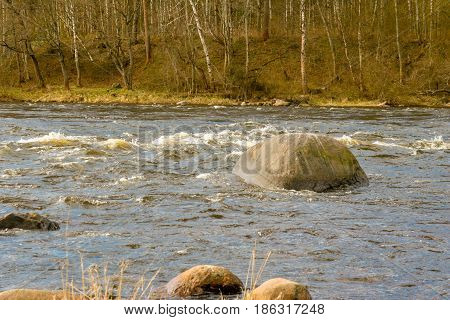 Russia. The Leningrad Region. Losevo. Vuoksa river with river rapids