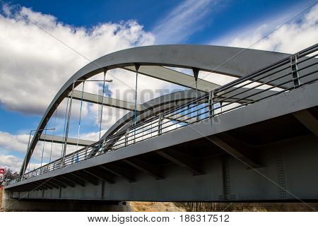 Russia. The Leningrad Region. Losevo. Bridge over the river Vuoksa with river rapids