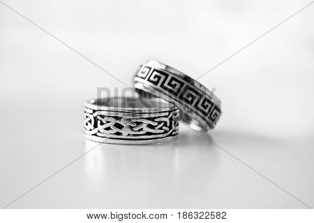 A pair of rings lying on top of eachother