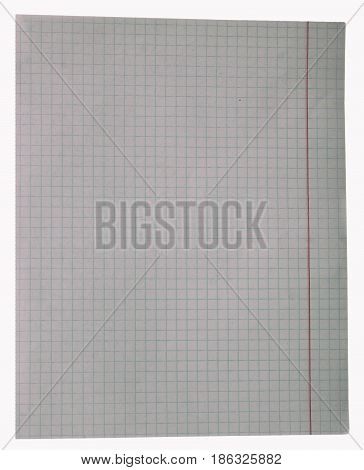 White color Sheet of looseleaf paper detailed lined paper isolated school exercise book