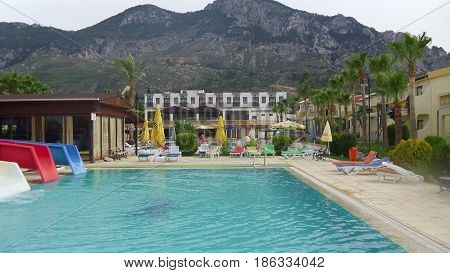 Swimming Pool surrounded by beautiful mountain range