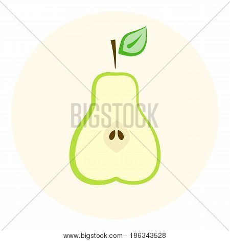 Half green pear vector icon pear split in a half cut fruit