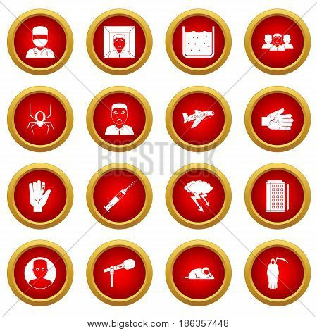 Phobia symbols icon red circle set isolated on white background