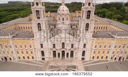 Main facade of the royal palace in Marfa, Portugal, May 10, 2017
