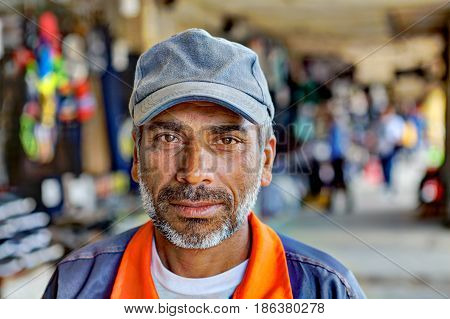 Bandar Abbas Hormozgan Province Iran - 16 april 2017: One unknown adult male Persian Muslim street portrait close-up only for editorial use.