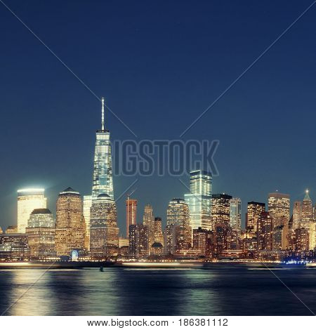 NEW YORK CITY - NOV 12: One World Trade Center and skyscrapers on November 12, 2014 in Manhattan, New York City. With population of 8.4M, it is the most populous city in the United States.
