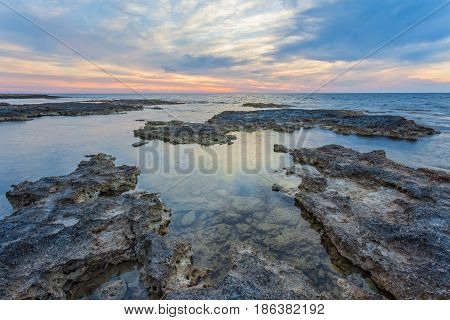 View Over The Seafront Of The City Paphos In Cyrpus.