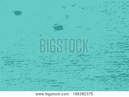 Turquoise grunge texture with spots and streaks. Rectangular aged background. Vector illustration.