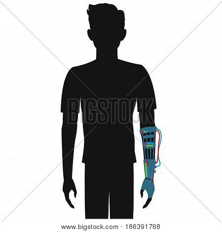 silhouette man wearing wired glove digital vector illustration