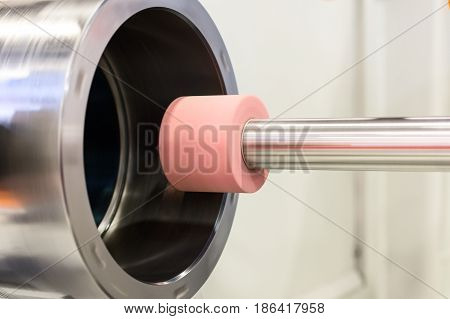 Intragrinding machine during operation. There grinding inner sleeve hole.