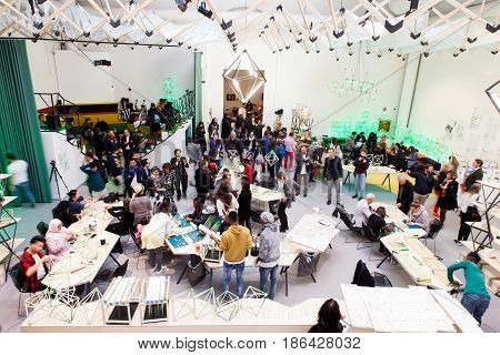VENICE ITALY - MAY 10: Installation view of the Central pavilion work by Olafur Eliasson at the 57th Venice Biennale on May 10 2017
