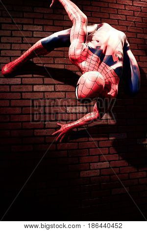 LAS VEGAS, USA - Oct 29, 2016: Close up Spiderman, Madame Tussauds museum in Las Vegas.