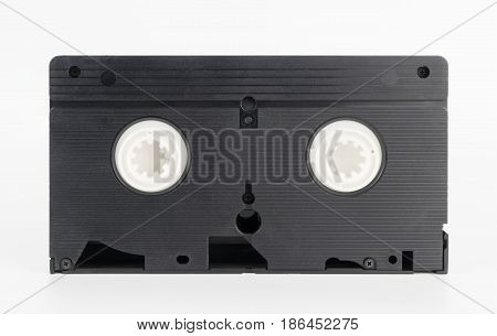 Backside of a video cassette tape isolated on white