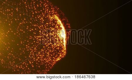 Abstract background with golden glittering particles. 3d rendering