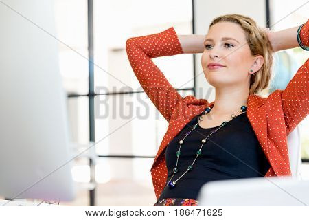 Young woman in office