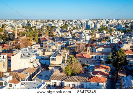 High Angle View Of Nicosia Cityscape. Cyprus.